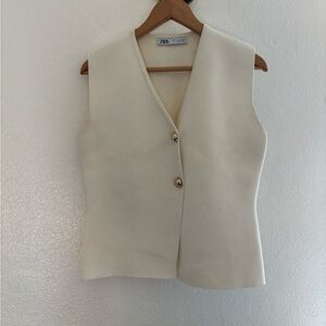 Zara Cream Textured Vest